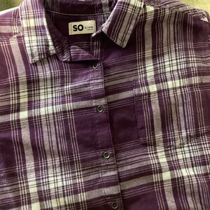 SO Deep Purple Plaid Shirt-size yxl